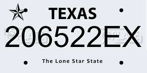 206522EX Texas License Plate