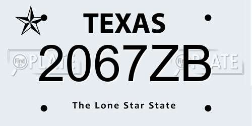 2067ZB Texas License Plate