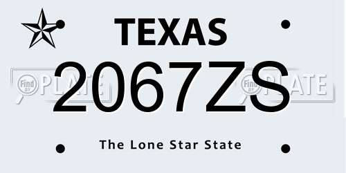 2067ZS Texas License Plate