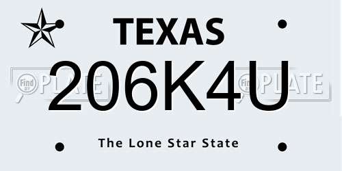 206K4U Texas License Plate