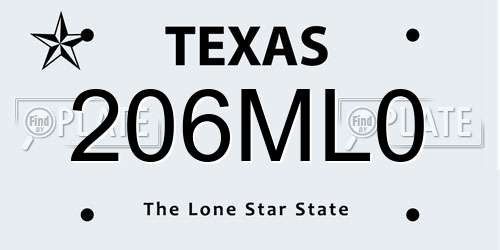 206ML0 Texas License Plate