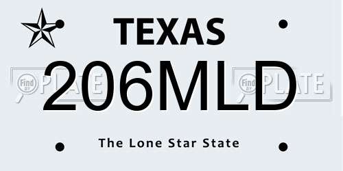 206MLD Texas License Plate