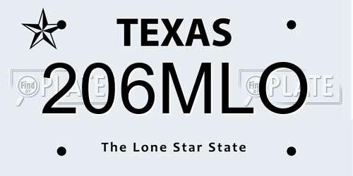 206MLO Texas License Plate