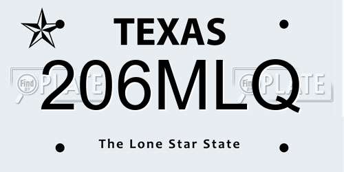206MLQ Texas License Plate