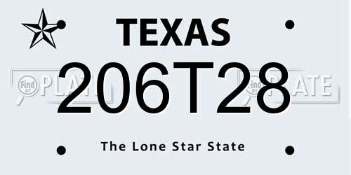 206T28 Texas License Plate