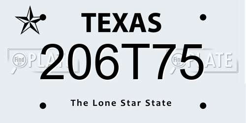 206T75 Texas License Plate