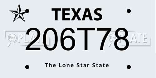 206T78 Texas License Plate