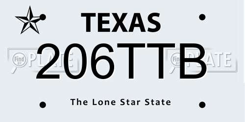 206TTB Texas License Plate
