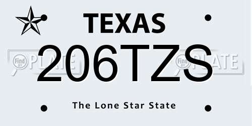 206TZS Texas License Plate