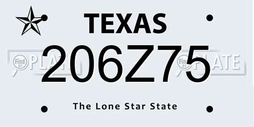 206Z75 Texas License Plate