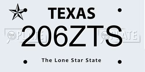 206ZTS Texas License Plate