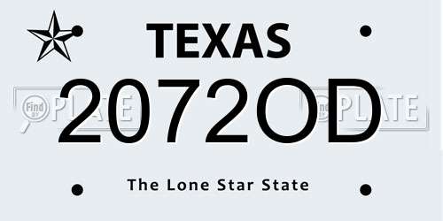 2072OD Texas License Plate