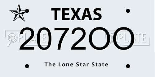 2072OO Texas License Plate