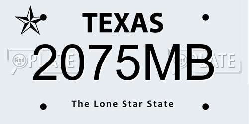 2075MB Texas License Plate