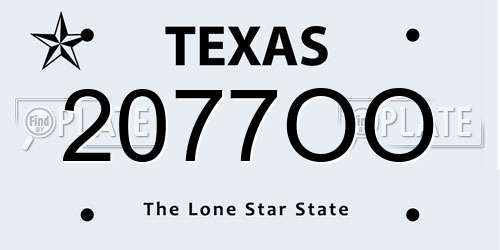 2077OO Texas License Plate