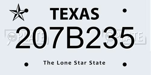 207B235 Texas License Plate