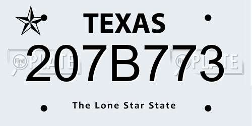 207B773 Texas License Plate