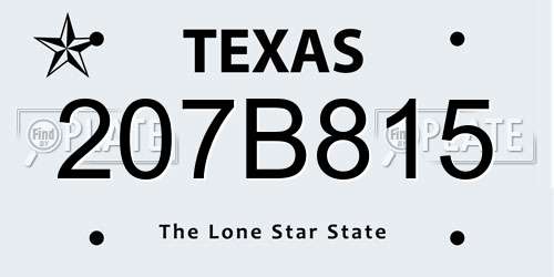 207B815 Texas License Plate