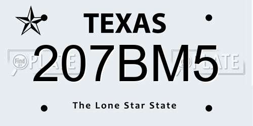 207BM5 Texas License Plate