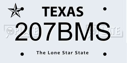 207BMS Texas License Plate