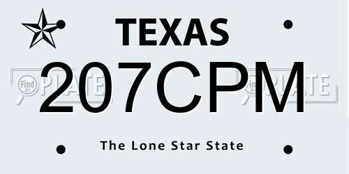 207CPM Texas License Plate