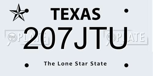 207JTU Texas License Plate
