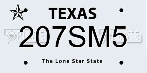 207SM5 Texas License Plate