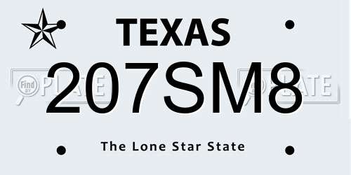 207SM8 Texas License Plate