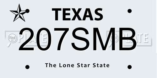 207SMB Texas License Plate