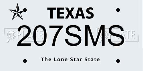 207SMS Texas License Plate