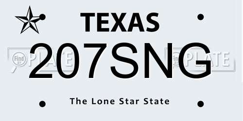 207SNG Texas License Plate