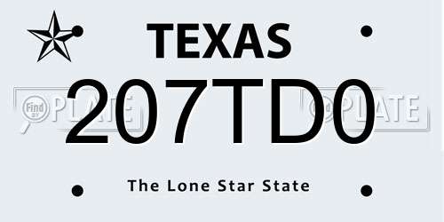 207TD0 Texas License Plate