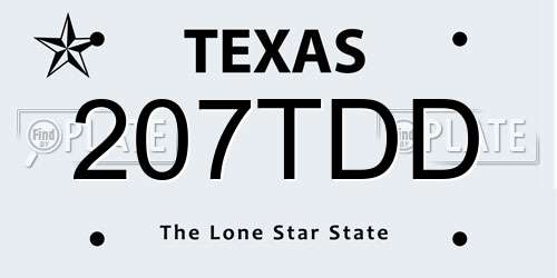207TDD Texas License Plate