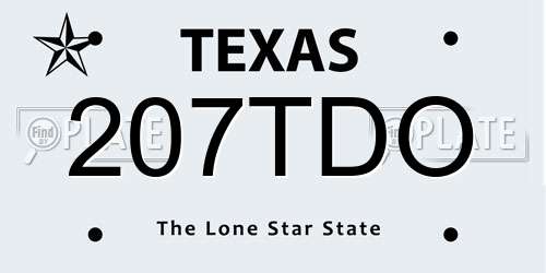 207TDO Texas License Plate