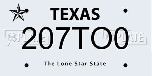 207TO0 Texas License Plate