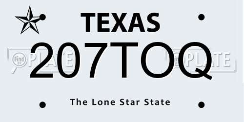 207TOQ Texas License Plate