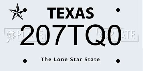 207TQ0 Texas License Plate