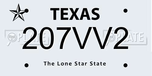 207VV2 Texas License Plate