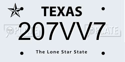 207VV7 Texas License Plate