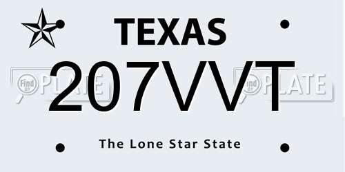207VVT Texas License Plate
