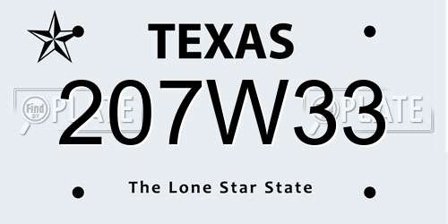 207W33 Texas License Plate