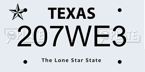 207WE3 Texas License Plate