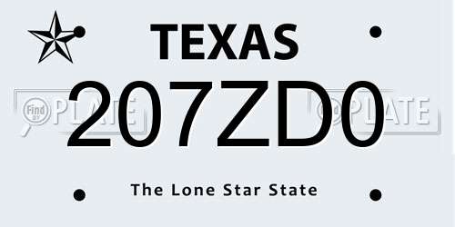 207ZD0 Texas License Plate