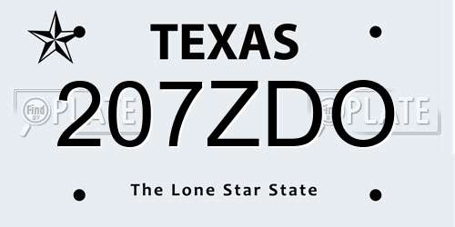207ZDO Texas License Plate
