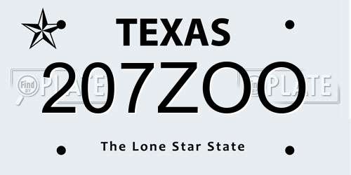 207ZOO Texas License Plate