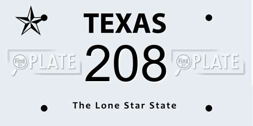 208 Texas License Plate