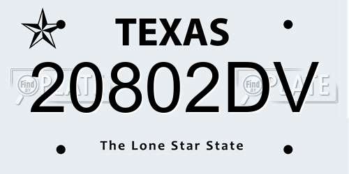 20802DV Texas License Plate