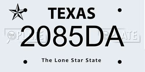 2085DA Texas License Plate