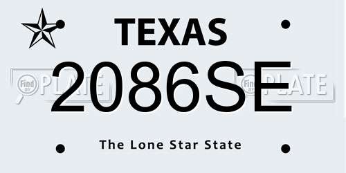 2086SE Texas License Plate
