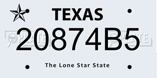 20874B5 Texas License Plate